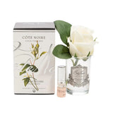 Cote Noire Perfumed Natural Touch Rose Bud - Ivory White - Silver & Clear Glass