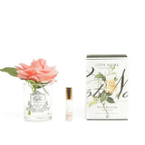 Cote Noire Perfumed Natural Touch Single French Rose - White Peach - Silver & Clear Glass