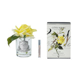 Cote Noire Perfumed Natural Touch Single French Rose - Yellow - Silver & Clear Glass