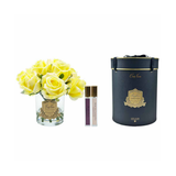 Cote Noire Premium Rose Bud Bouquet - Yellow - Clear - Gold Badge