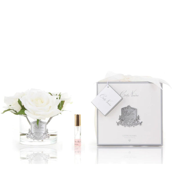 Cote Noire Perfumed Natural Touch Five Roses Ivory White (Silver & Clear Glass) - Beauty Affairs1