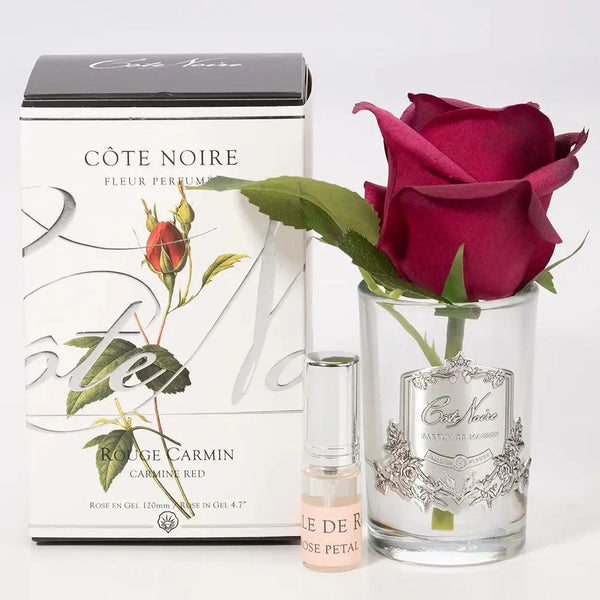 Cote Noire Perfumed Natural Touch Rose Bud - Carmine Red Cote Noire (Silver & Clear Glass) - Beauty Affairs 2