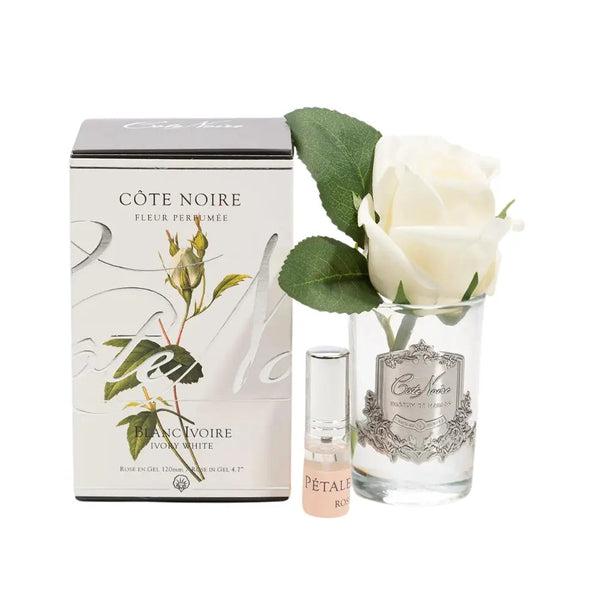 Cote Noire Perfumed Natural Touch Rose Bud - Ivory White Cote Noire (Silver & Clear Glass) - Beauty Affairs 1