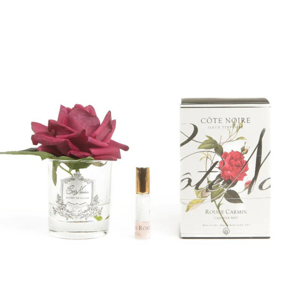 Cote Noire Perfumed Natural Touch Single French Rose - Carmine Red (Silver & Clear Glass) - Beauty Affairs 3