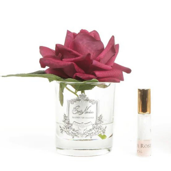 Cote Noire Perfumed Natural Touch Single French Rose - Carmine Red (Silver & Clear Glass) - Beauty Affairs 2